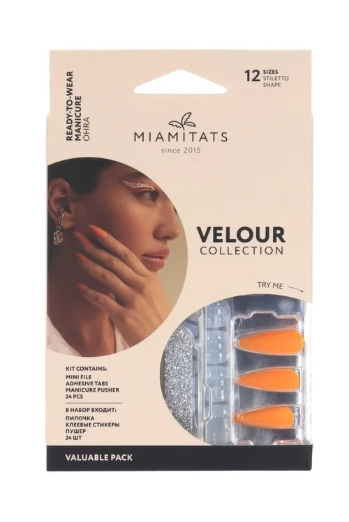 Набор накладных ногтей Miamitats Velour (Stiletto) Ohra (2708)