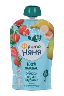 Десерт Фрутоняня яблоко / банан / клубника 90 гр