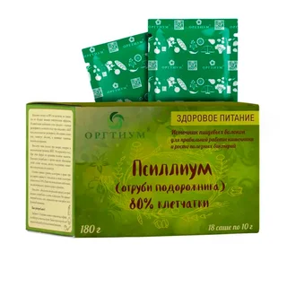 Пищевая продукция Псиллиум (Отруби подорожника), 18 саше, 180 г, Оргтиум