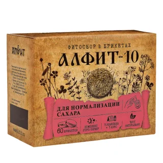 Алфит-10 Для нормализации сахара 120 гр (60 брикетов по 2 г) Алфит