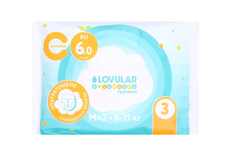 Трусики-подгузники Lovular Витаминка р М (6-11 кг) 2 шт