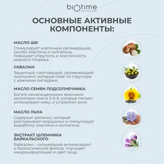 Крем Biotime для лица интенсивный увлажняющий с маслом ши и скваланом 50 мл