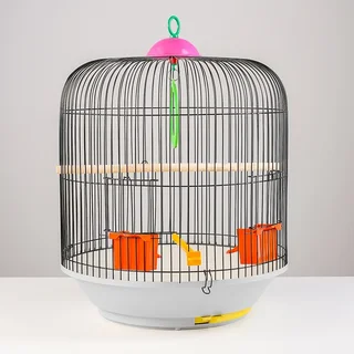 Клетка для птиц круглая двухъярусная сварная большой поддон 39×44 см микс цветов