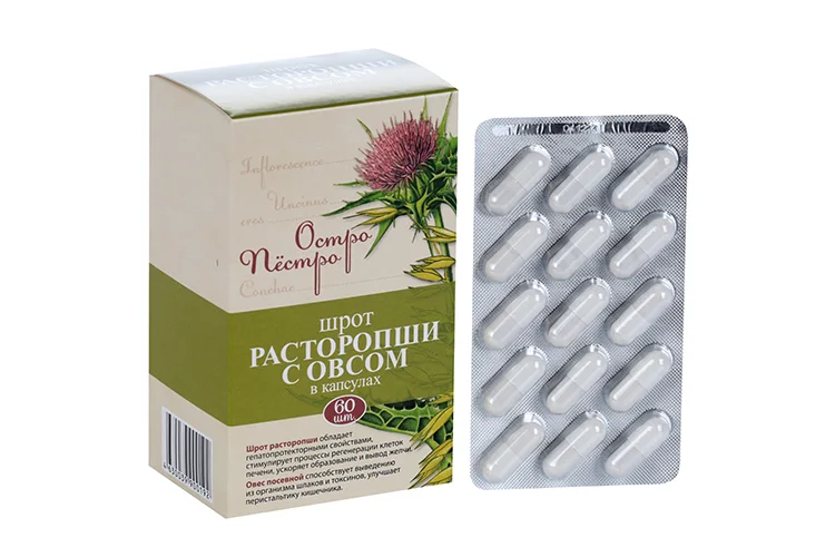 Расторопша шрот с овсом Остро Пёстро 60 шт капсулы