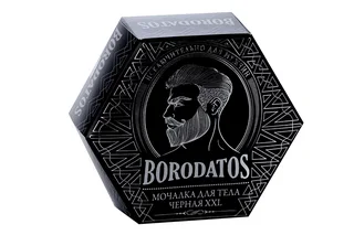 Мочалка Borodatos для душа черная р XXL