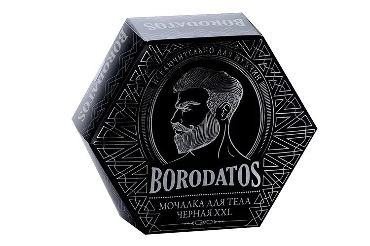 Мочалка Borodatos для душа черная р XXL