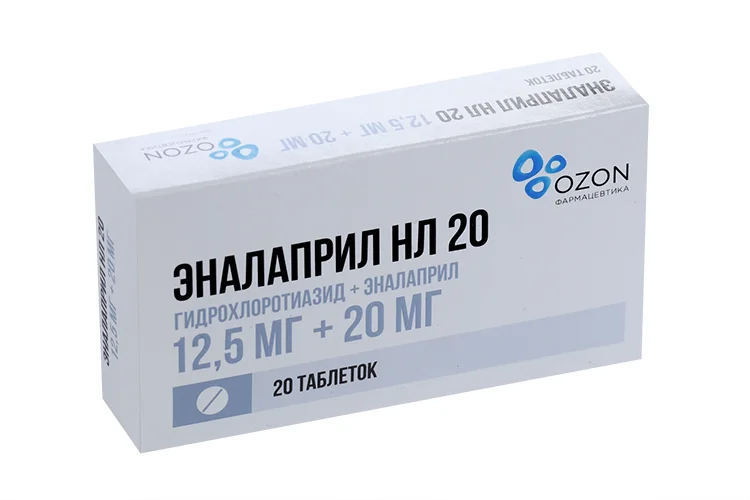 Эналаприл таблетки 12.5+20 мг 20 шт