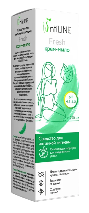 Крем-мыло ИнтиЛайн Фреш для интимн гигиены освежающая формула для ежеднев ухода 250 мл
