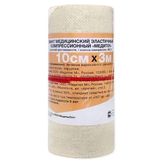 Бинт Медитек мед эласт 1 класс компр высок растяж КВ01 телесн 10×300 см