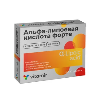 Витамир Альфа-липоевая кислота форте таблетки 100 мг 30 шт