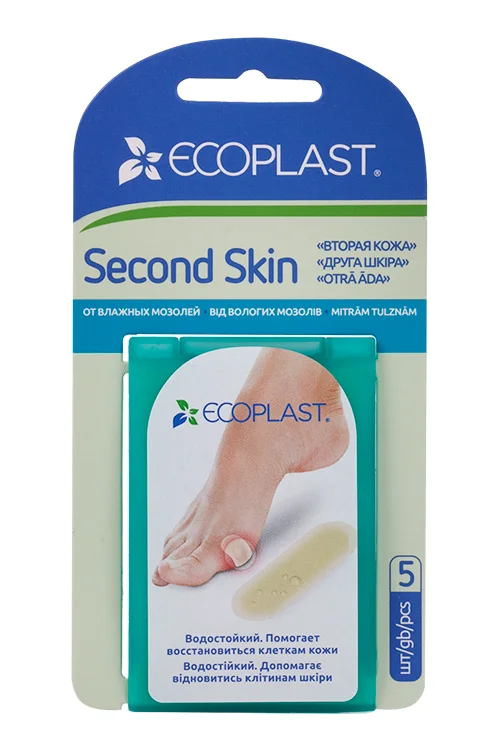Пластырь Ecoplast Second Skin противомозольный гидроколлоидный 20×60 мм 5 шт