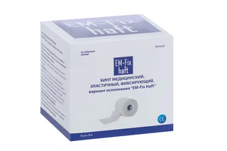 Медицинский бинт EM-Fix Haft эластичный фиксирующий 10 см × 20 м, белый