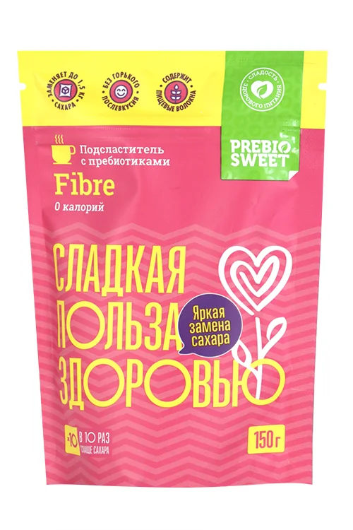 Подсластитель с пребиотиками Prebiosweet Fibre 0 калорий дой-пак, 150 г