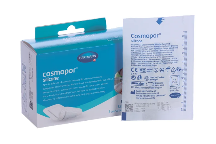 Повязка Cosmopor silicone с контактным слоем из силикона 7,2×5 см 5 шт