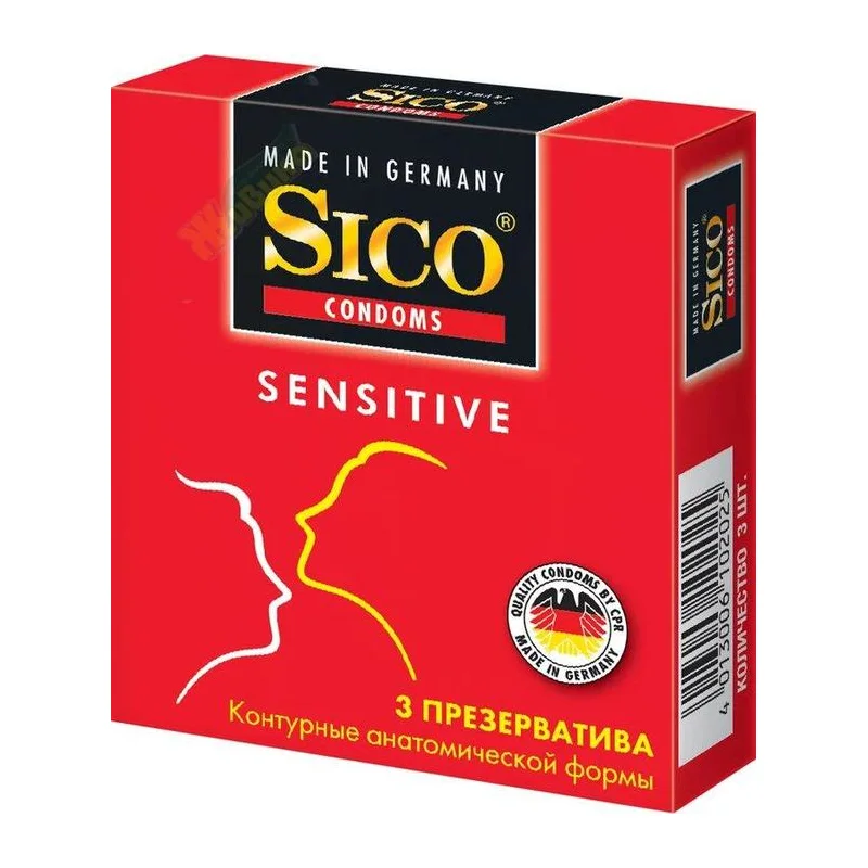 Презерватив "Sico" Контурные Красные (Sensitive) Бл 3 шт