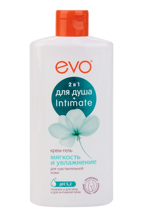 Крем-гель EVO мягкость и увлаж 2в1 для душа и интим гигиены 400 мл