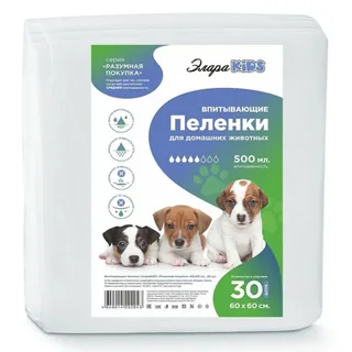Пеленки ЭлараKids Зоо Разумная покупка впитывающие 60×60 см 30 шт