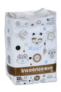 Трусики-подгузники Inseense V6 тонкие и супер мягкие XXL (15+ кг), 20 шт, золот