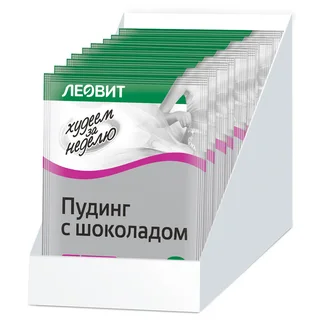 Пудинг с шоколадом Худеем за неделю, 5 пакетов по 50 г, Леовит