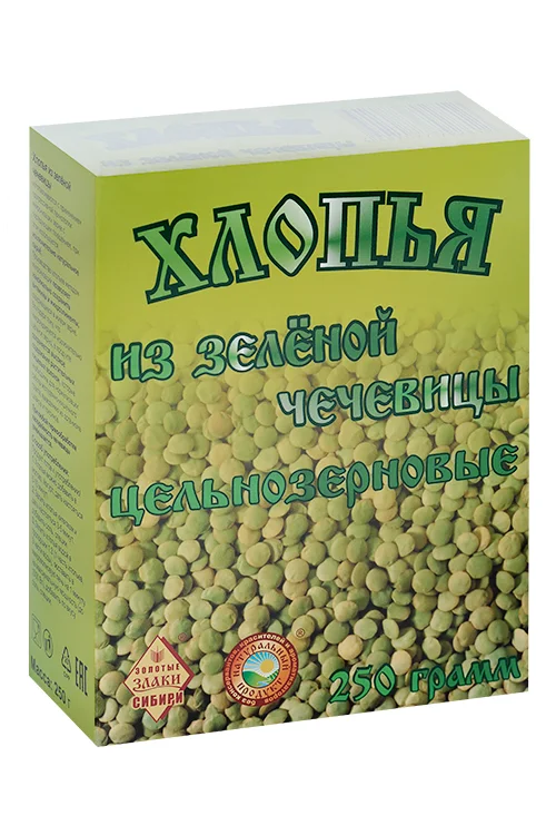 Чечевица зеленая 250 гр хлопья
