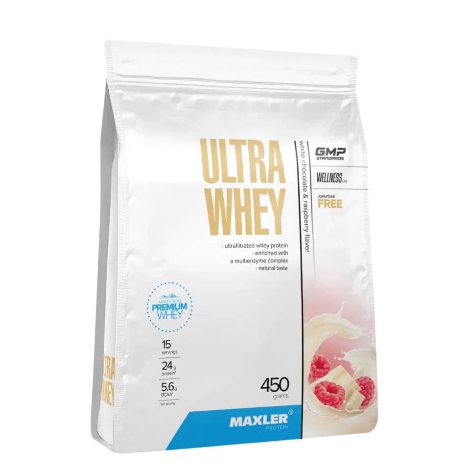 Сывороточный протеин Ультра Вэй (Ultra Whey), вкус Белый шоколад с малиной, 450 г, Maxler