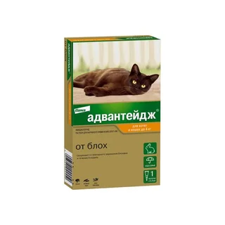Адвантейдж капли от блох для котят и кошек весом до 4 кг 0,4 мл 1 шт