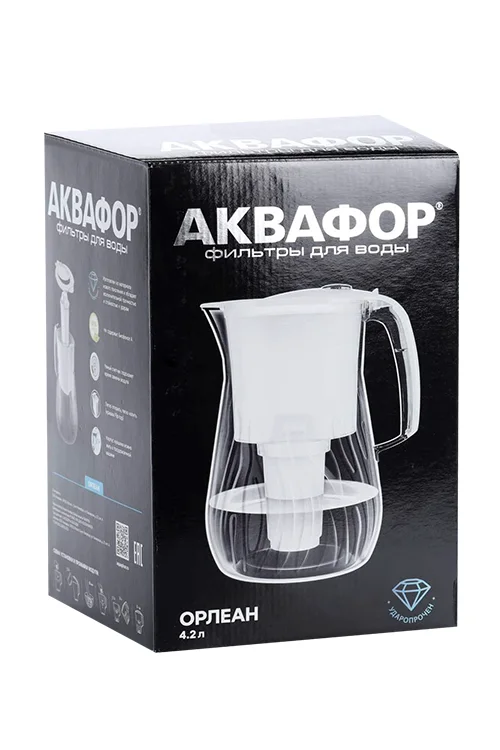Кувшин Аквафор орлеан для воды с фильтром А7 черный 4,2 л