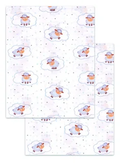 Пеленка Flyzay ситец Овечки светло-корич / бел С2 95×120 cм