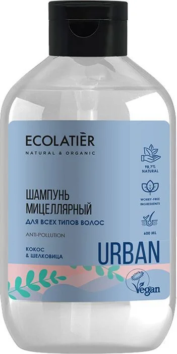 Мицеллярный шампунь для всех типов волос кокос & шелковица 600 мл Ecolatier