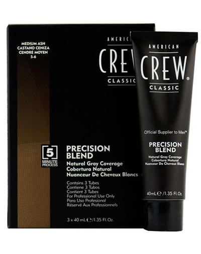 Precision Blend Краска для седых волос пепельный оттенок 5/6 3х40 мл (American Crew, Камуфляж седины)